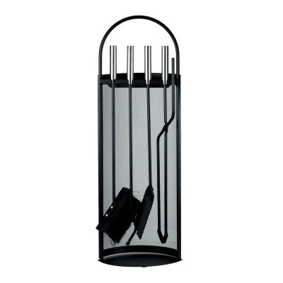 4 Piece Contemporary Arc Companion Fireside Set with Stainless Steel Handles