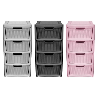 Rattan Effect 4 Drawer Storage Tower Unit