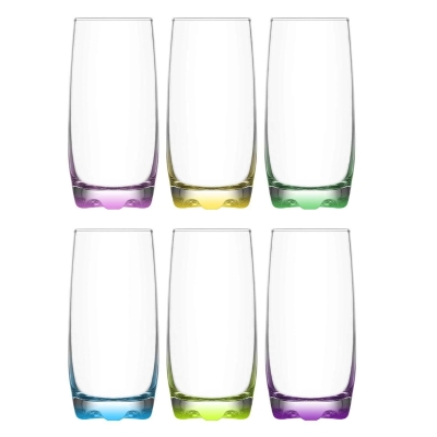 Highball Tumbler Drinking Glasses With Coloured Base