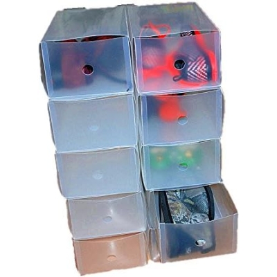 Stackable Plastic Ladies Shoes Storage Box Unit with Drawers