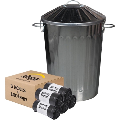 Metal Dustbin with Locking Lid And Bin Liner
