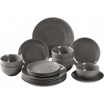 Grey Glazed Ceramic Stoneware Dinner Set