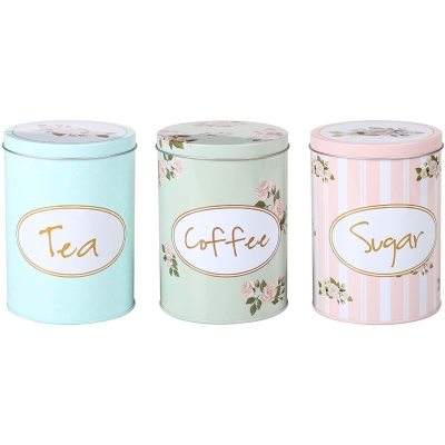 Metal Vintage Style Floral Shabby Chic Kitchen Storage
