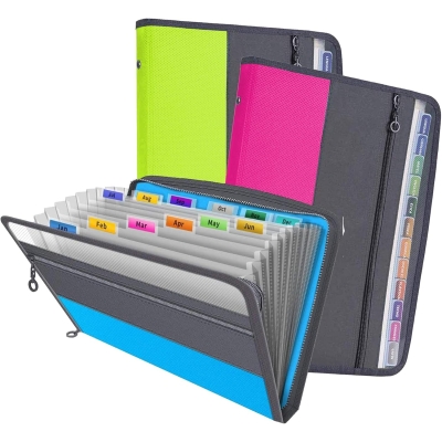 Pocket A4 Expanding File Folders with Zip Closure