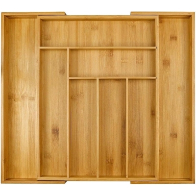 Natural Bamboo Expandable Cutlery Tray Organiser