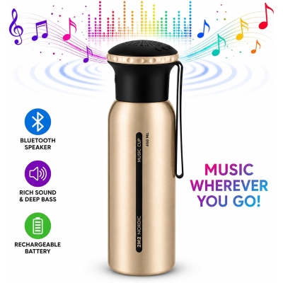Stainless Steel Water Bottle with Bluetooth Speaker