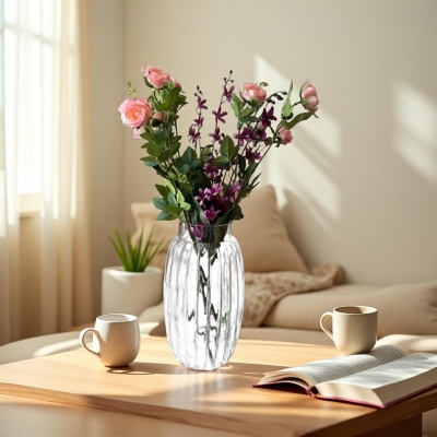 Tabletop Centrepiece Vintage Clear Glass Floral Arrangement