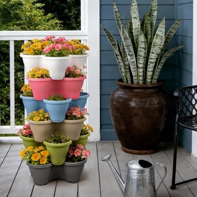 Quad-Pot Stackable Planters