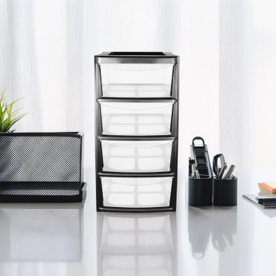 Mini Plastic 4 Drawer Tower Storage Unit 