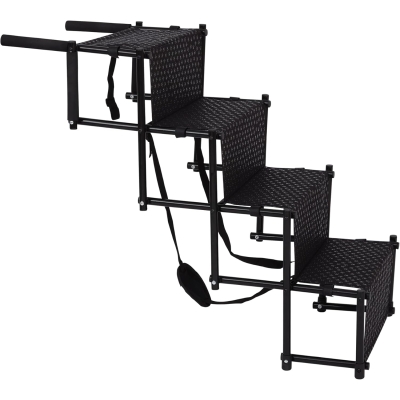 Foldaway Portable Lightweight Metal Frame 4 Step Dog Stairs Ramp