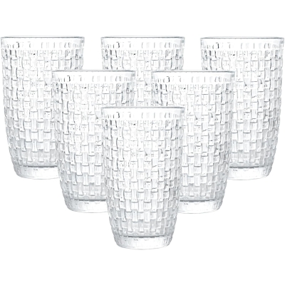 Embossed Rattan Pattern Drinking Glasses