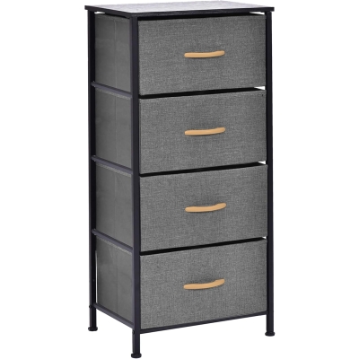 Chest of Drawers - Single Fabric Storage Tower with 4 Drawers