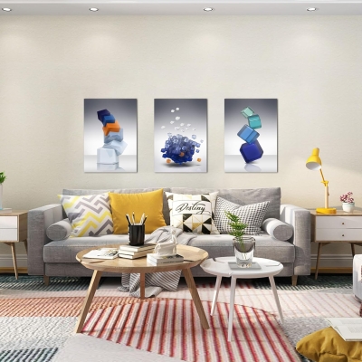 3 Panel Canvas Wall Art – Abstract Cubes