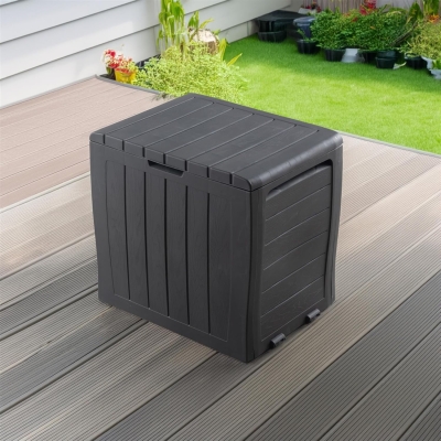 Wood Panel Effect Plastic Garden Storage Box