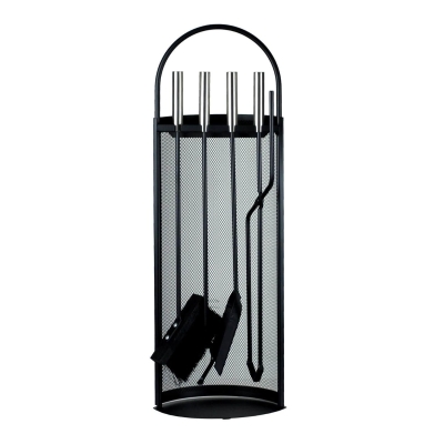 4 Piece Contemporary Arc Companion Fireside Set with Stainless Steel Handles