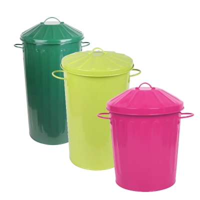 Vintage Style Metal Bin with Lid