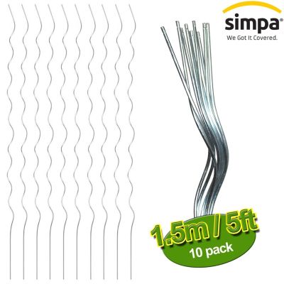 Simpa Set Of 10 Galvanised Steel Spiral Rod Plant Supports