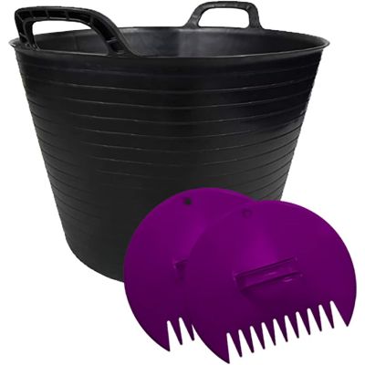 Black Flexi Tub Container Bucket and Leaf Grabber Set