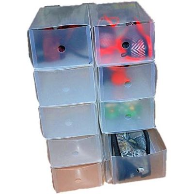 Stackable Plastic Ladies Shoes Storage Box Unit with Drawers