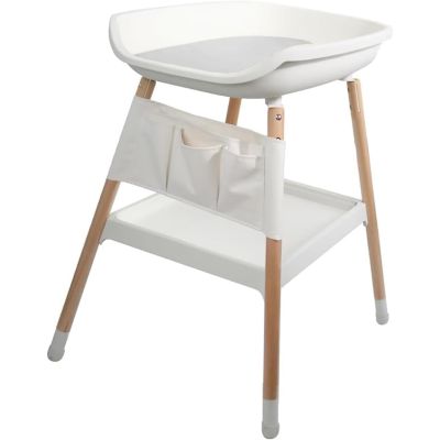 Adjustable Baby White Changing Table with Grey Changing Pad