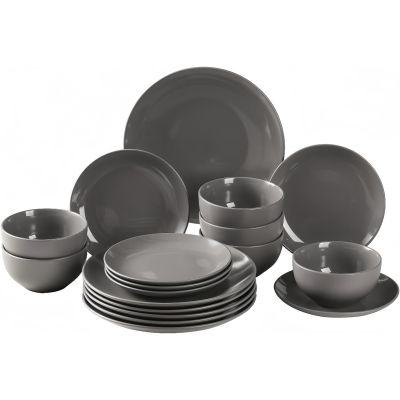 Grey Glazed Ceramic Stoneware Dinner Set