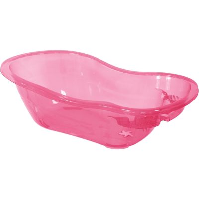 Large Clear Transparent Plastic Baby Bath Tub with Integrated Plug Hole