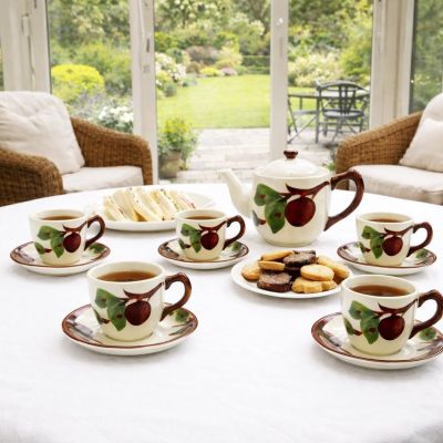 Franciscan Apple Hand Painted Vintage Style Porcelain Coffee Cup & Saucer Set