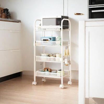 Metal Multipurpose Wheeled Storage Basket Trolley Utility Cart