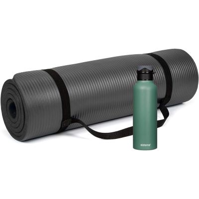 Yoga Mat and Stainless Steel Water Bottle Combo