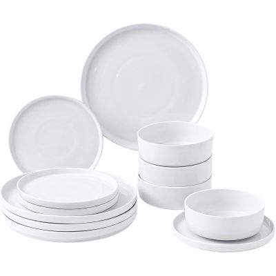 White Vertical Edge Porcelain Dinner Set