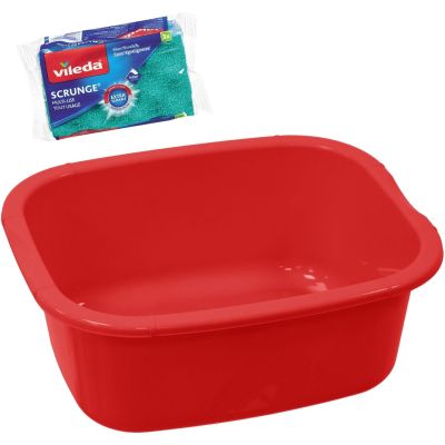 Multi-Purpose Rectangular Household Cleaning Bowl with 3PC Sponge Pack