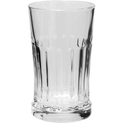 Clear Chunky Glass Table Vase with Vertical Lines Detailing