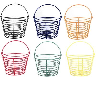 Country Farm Stye Strong Colour Metal Wire Egg Holder Stand Basket with Handle