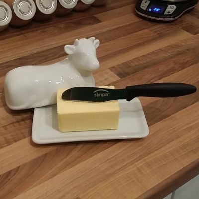 Stainless Steel Butter Spreader with Black Plastic Handle