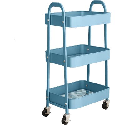 Simpa 3 Tier Metal Multipurpose Wheeled Storage Tray Cart
