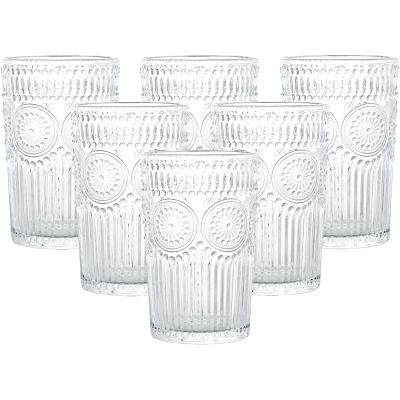 Lucente Vintage Embossed Highball Drinking Glasses 380ml