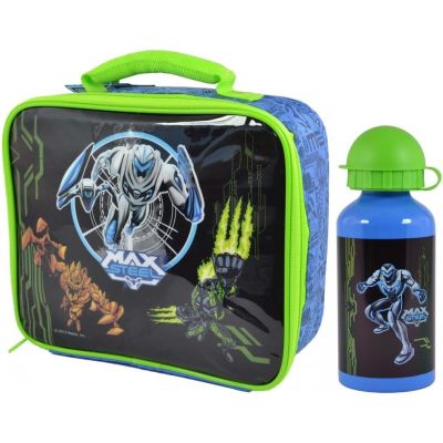 Max Steel Freaks Kids Children Lunch Bag and Metal Water Bottle Set