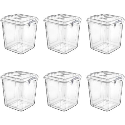simpa Clear Plastic Upright Pantry Utility Storage Boxes with Clip Lock Lids