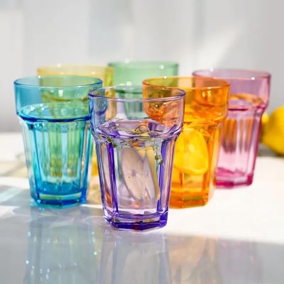 Rainbow Coloured Retro American Diner Style Drinking Glass Tumblers
