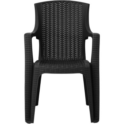 Stackable High Back Plastic Rattan Effect Garden Chair