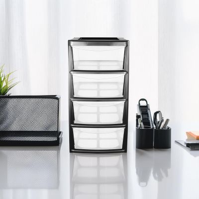 Mini Plastic 4 Drawer Tower Storage Unit 