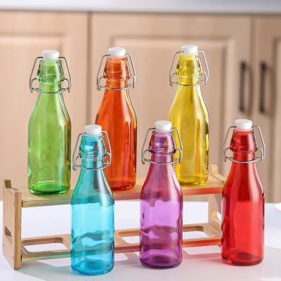 Vintage Style Mix Colour Glass Bottles with Swing Top Lids