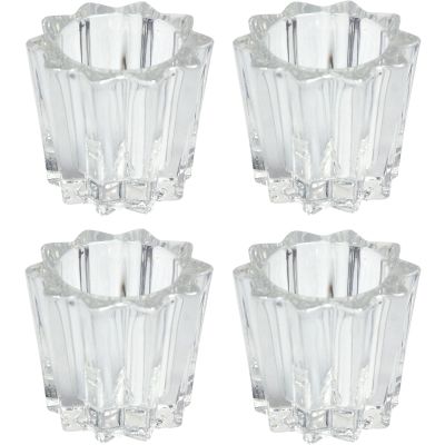 Candle Holders Elegant Tea Light Ridged Glass Design