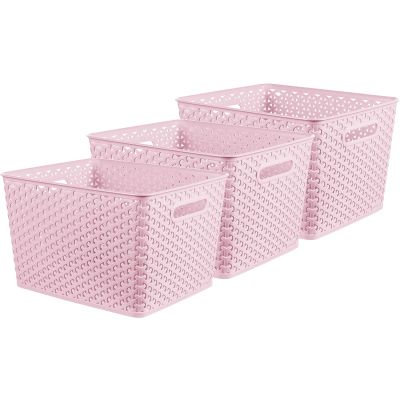 Curver My Style Rattan Effect Set of 3 Rectangular Storage Baskets