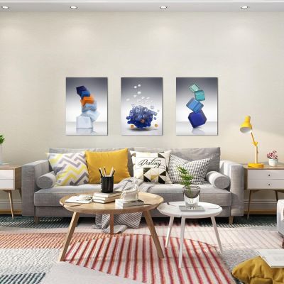 3 Panel Canvas Wall Art – Abstract Cubes