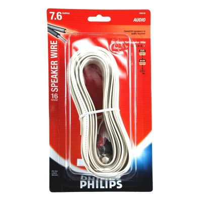 Philips 16 Gauge Flat Audio Speaker Wire - Easy Assembly No Tools Required