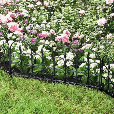 Black Wrought Iron Style Decorative Lawn Edging Border Fence