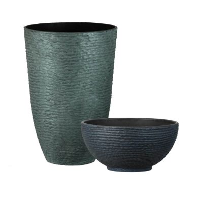 Stone Textured Effect Tall Plastic Planter