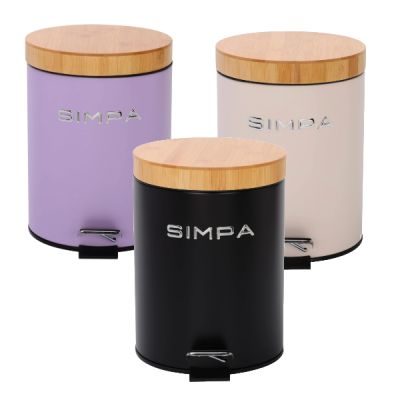 Slim Soft-Closing Pedal Dustbin with Bamboo Lid