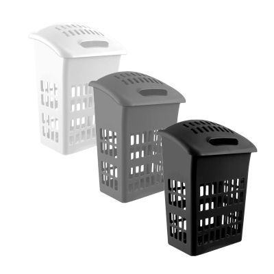 Upright Black High Gloss Plastic Laundry Basket